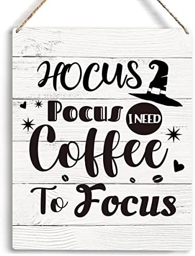 עיצוב ליל כל הקדושים הוקוס פוקוס אני צריך קפה כדי למקד שלט הוקוס Pocus deor קפה בר קפה עיצוב סימן הוקוס פוקוס מתנות קישוטים למתנות ליל