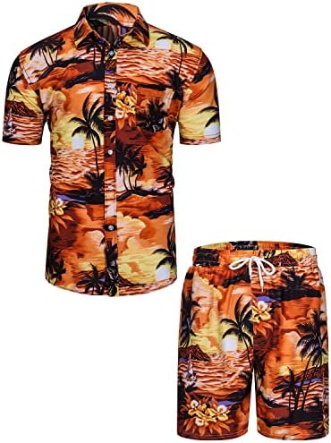 Tunevuse Mens Hawaiian חולצה עם שרוול קצר