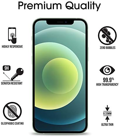 מגן מסך זכוכית אמפילם תואם לאייפון 12, תצוגת אייפון 12 פרו עם מגש התקנה קל, זכוכית, 3 מארז