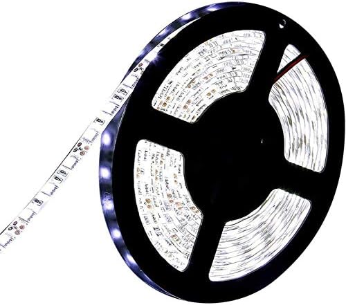 נורות רצועת LED 16.4ft SMD 5050 אור חבל לבן קריר, תאורה אטומה למים 300 דליקים קיר