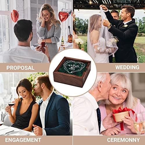 אה כלה אקריליק חתונה טבעת תיבת אירוסין טבעת תיבת אגוז עץ נושא טבעת תיבה מחזיק מתנה עבור טקס הצעת חתונה