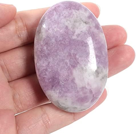 אבנים מלוטשות של Loveliome Purple Lepidolite, אבני אנרגיה של כיס סגלגל טבעי טבעי ריפוי גביש