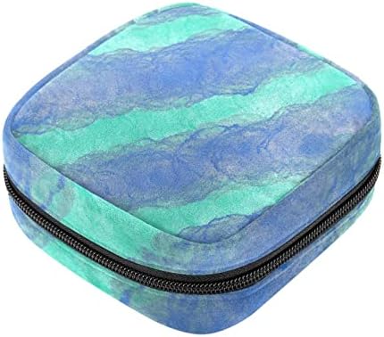 שקית אחסון מפיות סניטרית של Oryuekan, שקיות רוכסן משטחיות ניידות לשימוש חוזר, שקיות אחסון טמפון לנשים, פסים ירוקים בצבעי מים בצבעי מים