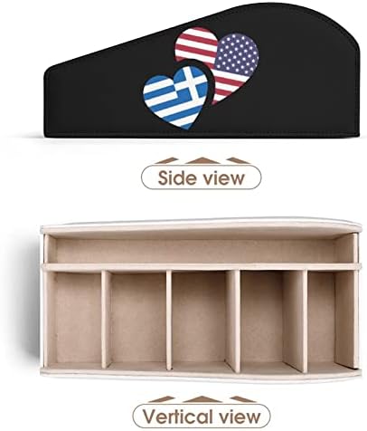 יוון ארהב דגל ארהב דגל שלט רחוק קופסת מארגן עור PU עם 6 תאים קופסת אחסון לחדר שינה בסלון