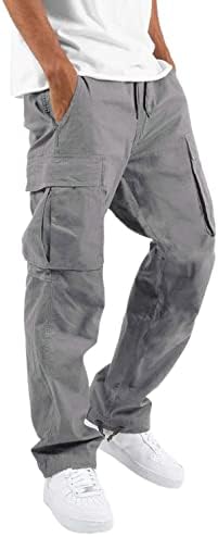 מכנסי מטען לגברים רגועים בכושר סיבתי דק חוף עבודות חוף גולף מכנסיים משובצים עם כיסים מכנסי טרנינג מכנסיים מכנסיים