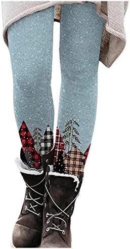 מברשת מברשת לחג המולד באורך קרסול חותלות מודפסות עונתיות מותניים גבוהות מכנסי כושר כושר כושר מכנסי יוגה