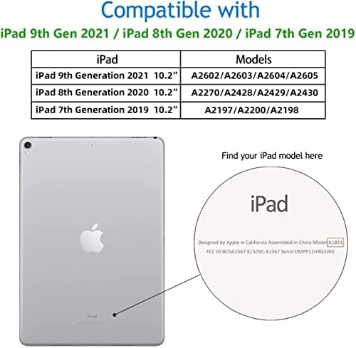 מארז Yoyoyx לאייפד 10.2 אינץ '2021/2020 הדור 9/8 של אייפד ו -2019 iPad 7th, דק מגן קיפול עמדת עמד