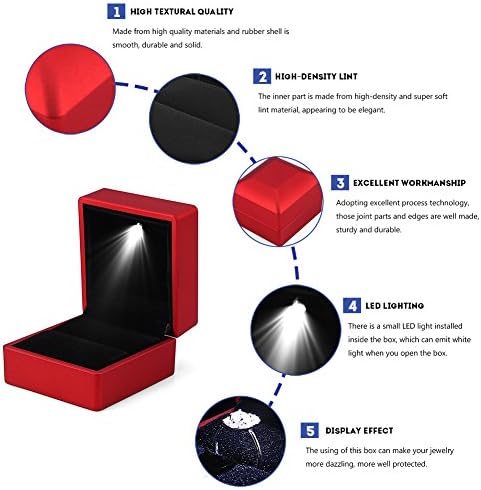TBEST NG Box LED, חתונת קופסאות טבעת, אסטוצ'ה פארה אנילו, אסטוצ'ה אנילו, קופסת תכשיטים לטבעת, מחזיק טבעת, LED LED LED אופנתית LED מואר