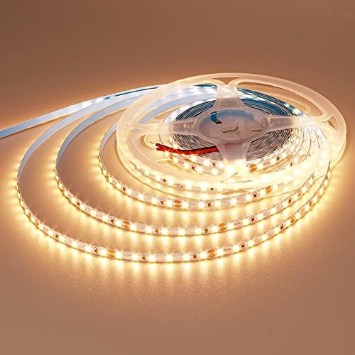 אורות רצועת LED של יונבו לבן טבעי 4000K, אורות קלטת LED רוחב 5 ממ צרים, 2835 SMD 24V צפיפות גבוהה 32.8ft 1200 נוריות LED רכות שימוש מקורה