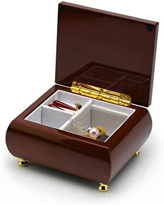23 הערה טון עץ טבעי קופסת תכשיטים מוזיקלית מבריק - קרוסלה וואלס