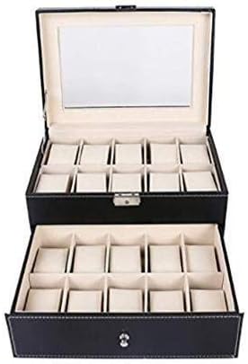 קופסת שעונים של לוקוק, קופסאות אחסון תצוגת תכשיטים עם עליון זכוכית וכריות אחסון הסרה קופסת מתנה לגברים נשים יום הולדת