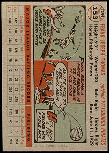 1956 Topps 153 גרי פרנק תומאס פיטסבורג פיראטים לשעבר/MT שודדי ים