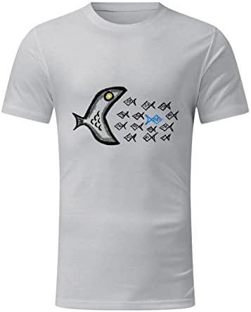 חולצות טריקו מזדמנים של XXBR לקיץ לגברים דגים מודפסים טי קצרים שרוול קצר צוואר נשימה נוחות נוחות רופפת אימון ספורט Topstrisha Paytas Merch