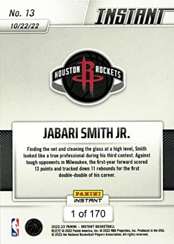 2022-23 כדורסל מיידי של פאניני 13 JABARI SMITH JR. ROOKIE CARD רקטות - רק 170 תוצרת!