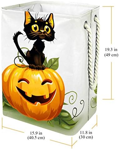 חתול שחור חמוד על דלעת ליל כל הקדושים 300 ד אוקספורד עמיד למים סל כביסה סל כביסה גדול עבור שמיכות בגדים צעצועים בחדר השינה