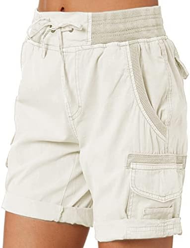 מכנסיים קצרים של מטעני טיול לנשים עם 6 כיסים חיצוניים במותניים גבוהות במותניים ברמודה ברמודה