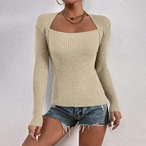 צבע מוצק של נשים אוברמאליות רזה מתאימות שרוול ארוך סרוג סוודר סוודר סוודר
